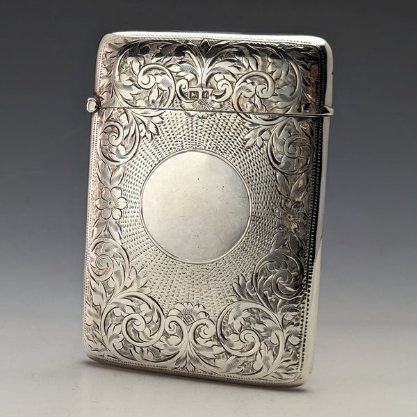 1905 British Antique Sterling Silver Card Case 82g Joseph Gloster
